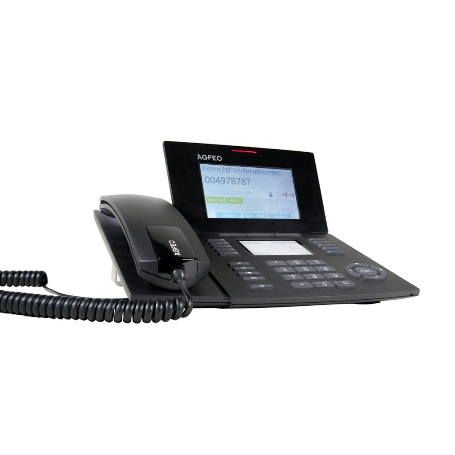 Agfeo st 56 teléfono ip negro terminal con conexión por cable lcd