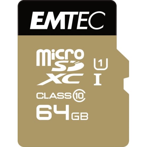Emtec micro sd 64gb sdxc u1 cl10 gold + ecmsdm64gxc10gp