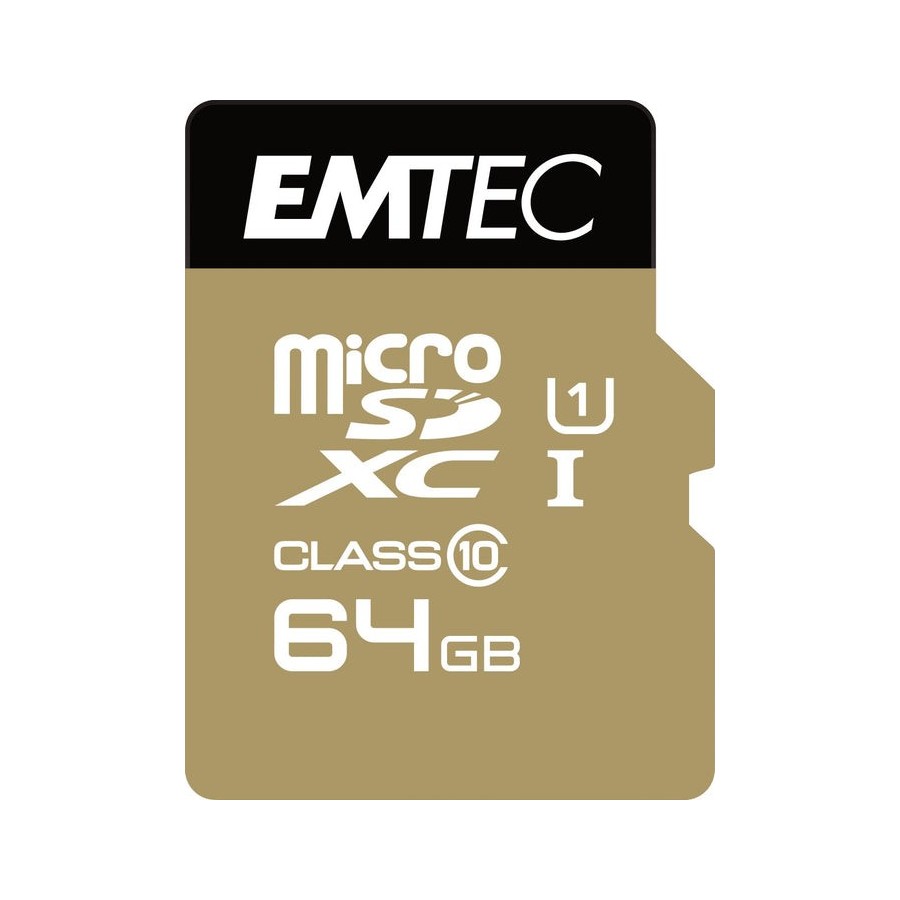 Emtec micro sd 64gb sdxc u1 cl10 gold + ecmsdm64gxc10gp
