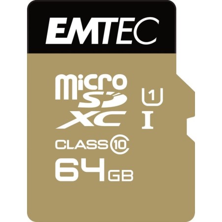 Emtec micro sd 64gb sdxc u1 cl10 gold + ecmsdm64gxc10gp