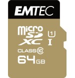 Emtec micro sd 64gb sdxc u1 cl10 gold + ecmsdm64gxc10gp