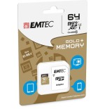 Emtec micro sd 64gb sdxc u1 cl10 gold + ecmsdm64gxc10gp