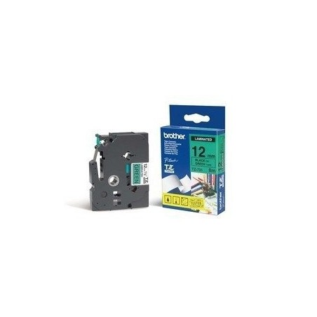 Brother cinta mecanográfico negro sobre verde tze-731 tz-731 12 mm x 8 m, laminado