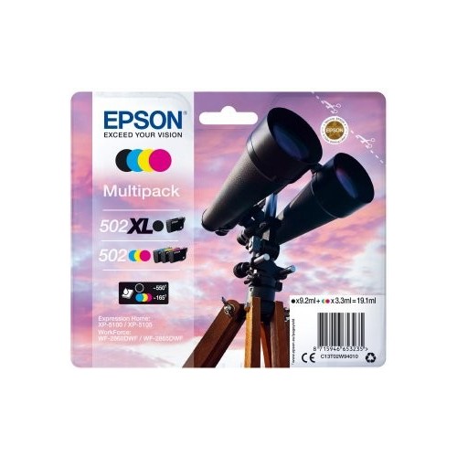 Epson 502xl/502 pack de 4 cartuchos de tinta originales - c13t02w94010