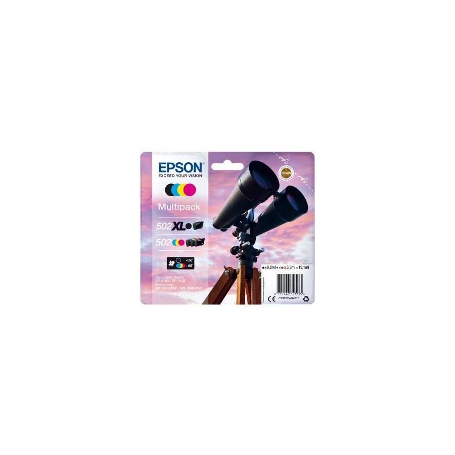 Epson 502xl/502 pack de 4 cartuchos de tinta originales - c13t02w94010