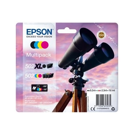 Epson 502xl/502 pack de 4 cartuchos de tinta originales - c13t02w94010