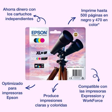 Epson 502xl/502 pack de 4 cartuchos de tinta originales - c13t02w94010