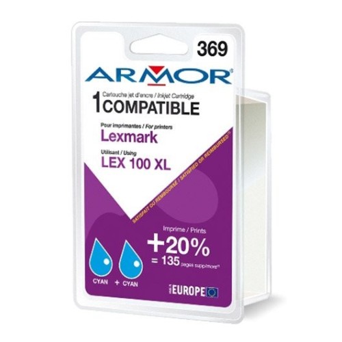 Armor tinta  compatible pack 2 lexmark 100xl 2c cyan