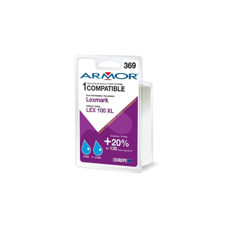 Armor tinta  compatible pack 2 lexmark 100xl 2c cyan
