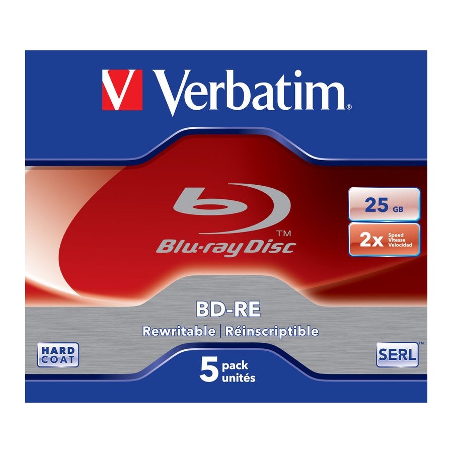 Verbatim disco blu-ray lectura/escritura (bd) bd-re 25 gb 5 pieza(s) 43615
