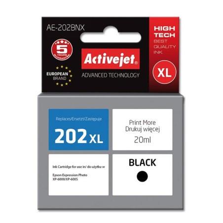Tinta activejet ae-202bnx (reemplazo para epson 202xl g14010 - supreme - 20 ml - negra)
