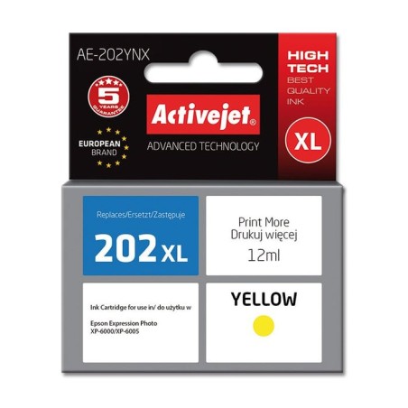 Tinta activejet ae-202ynx (reemplazo para epson 202xl h44010 - supreme - 12 ml - amarillo)