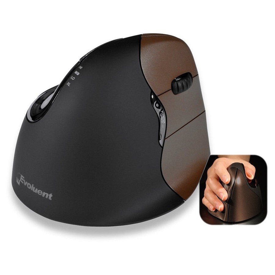 Evoluent vm4sw, ratón usb pequeño vertical ergonómico, para diestros, inalámbrico
