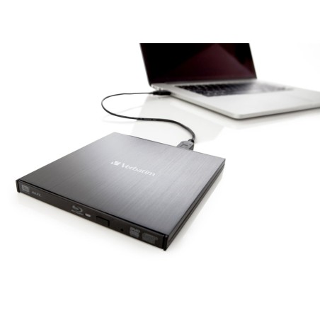 Grabadora externa verbatim br/cd/dvd slimline, alimentación a través del puerto usb 3.2