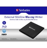 Grabadora externa verbatim br/cd/dvd slimline, alimentación a través del puerto usb 3.2