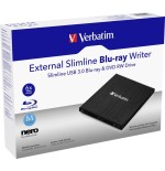 Grabadora externa verbatim br/cd/dvd slimline, alimentación a través del puerto usb 3.2