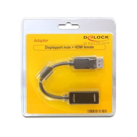 Delock adaptador displayport a hdmi 0.20m negro 61849