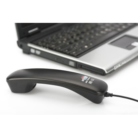Digitus auricular con micro tipo telefono skype usb 1.80m negro  da-70772