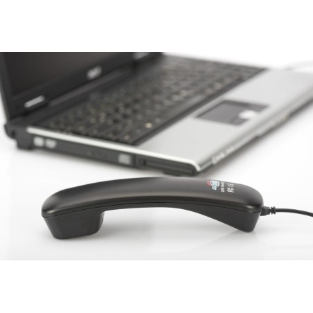Digitus auricular con micro tipo telefono skype usb 1.80m negro  da-70772