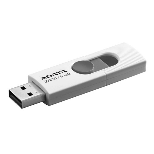 Pendrive adata 64gb usb 2.0 uv220 blanco boton gris auv220-64g-rwhgy