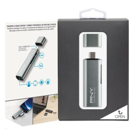 Lector de tarjetas externo pny usb tipo-c  microsd / sd / conexion usb a/h  r-tc-ua-3n1e01-rb