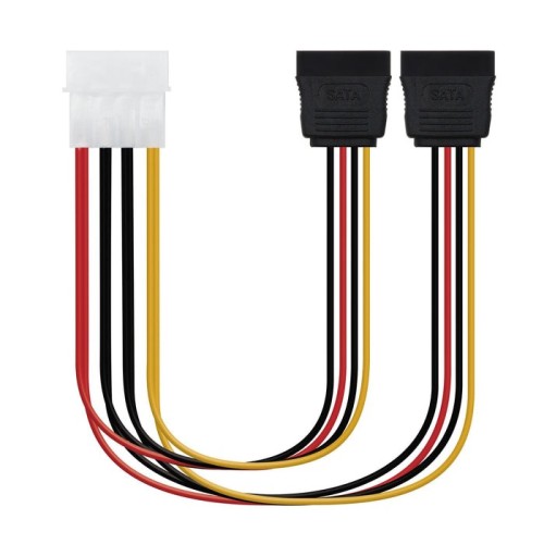 Nanocable cable sata alimentacion 5.25" molex 4pin macho a 2x sata hembra 0.20m oem