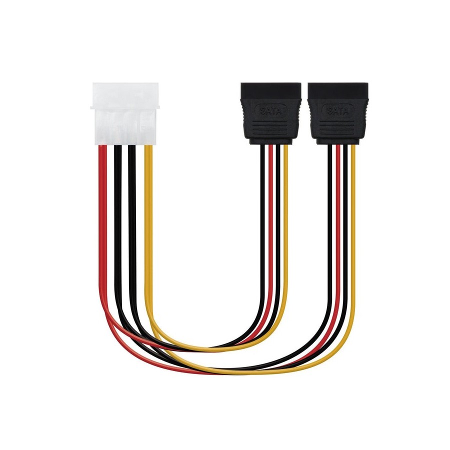 Nanocable cable sata alimentacion 5.25" molex 4pin macho a 2x sata hembra 0.20m oem