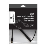 Gembird cable usb a lightning espiral para iphone 1.50m negro cc-lmam-1.5m