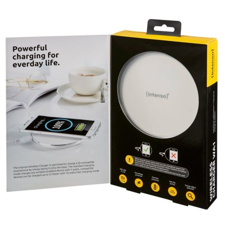 Cargador intenso qi inalambrico 10w aluminio blanco rapido