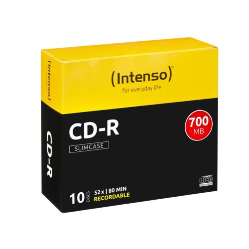 Intenso cd-r 700 mb/80 min, 52x slim cslim case 10