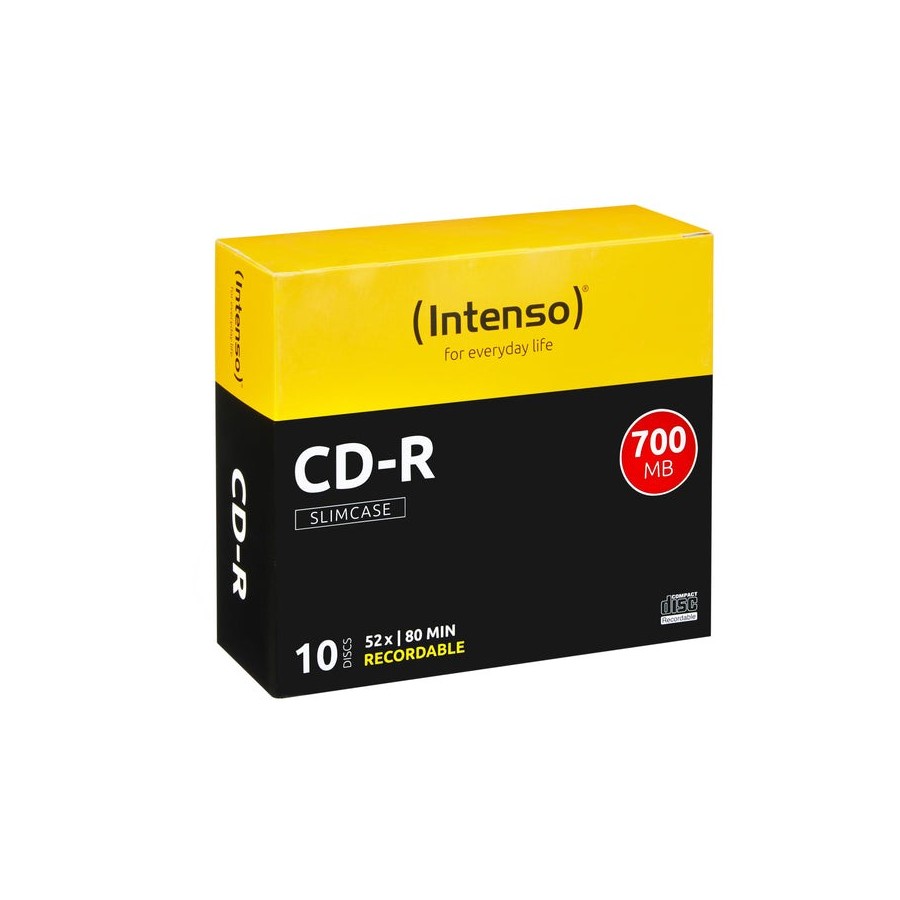 Intenso cd-r 700 mb/80 min, 52x slim cslim case 10