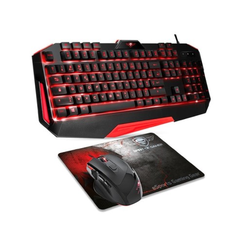 Spirit of gamer pack teclado  retroiluminacion led + raton 3200dpi + alfombrilla skull spirit usb