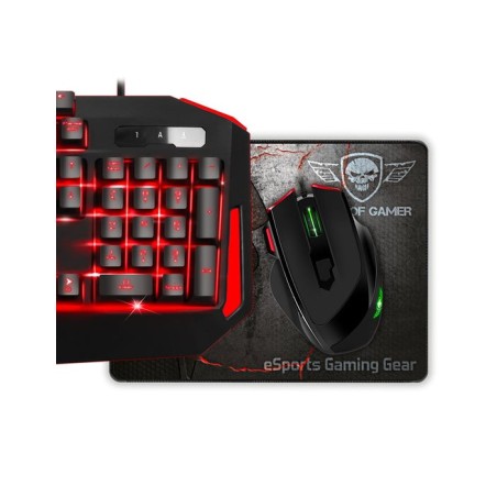 Spirit of gamer pack teclado  retroiluminacion led + raton 3200dpi + alfombrilla skull spirit usb