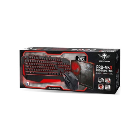 Spirit of gamer pack teclado  retroiluminacion led + raton 3200dpi + alfombrilla skull spirit usb