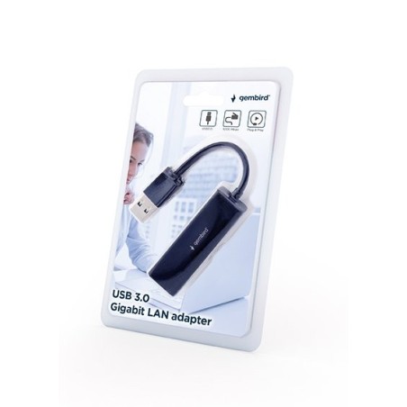Gembird adaptador usb 3.0 a ethernet rj45 negro nic-u3-02