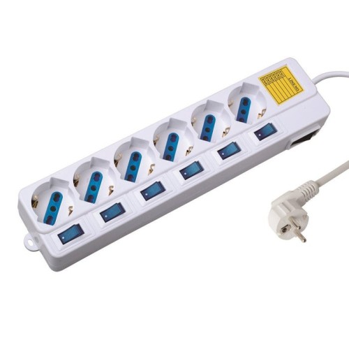 Ewent regleta 6 tomas con 6 interruptores cable 1.50m blanco ew3932