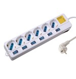 Ewent regleta 6 tomas con 6 interruptores cable 1.50m blanco ew3932