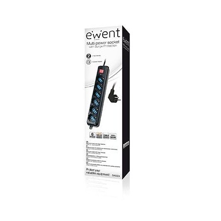 Ewent regleta 6 tomas con proteccion negro ew3924