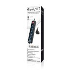 Ewent regleta 6 tomas con proteccion negro ew3924