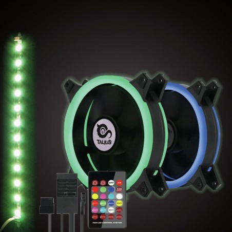 Talius kit siroko (2ventiladores doble aro rgb + tira led + remote control)