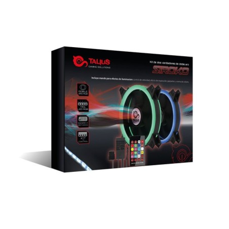 Talius kit siroko (2ventiladores doble aro rgb + tira led + remote control)