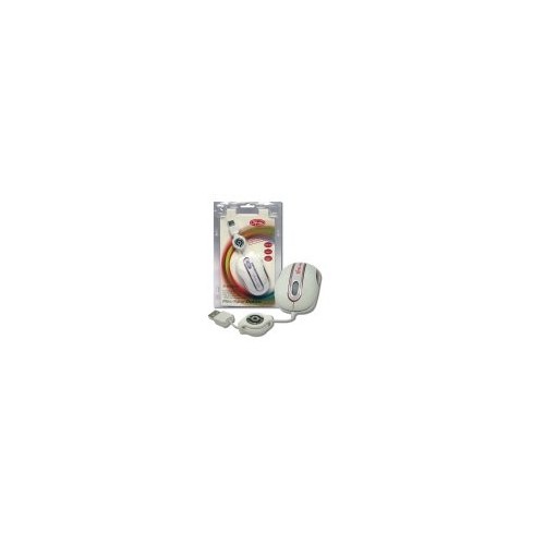 3free mouse mini optico usb  msm201/wp cable retractil blanco rosa