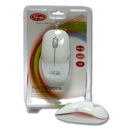 3free mouse optico usb mcm101/wp diseño blanco rosa