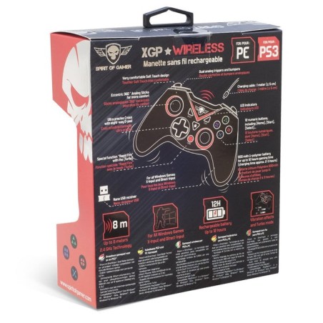 Spirit of gamer gamepad xgp player wireless 12 botones vibracion compatible pc/ps3 inalambrico 2.4 ghz bateraa 600mah
