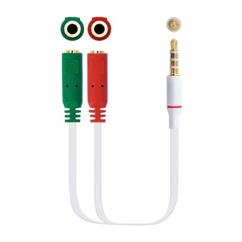 Nanocable cable adaptador audio jack 3.5mm macho 4 pines a 2x jack 3.5mm hembra 3 pines 0.20m - blanco