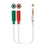 Nanocable cable adaptador audio jack 3.5mm macho 4 pines a 2x jack 3.5mm hembra 3 pines 0.20m - blanco