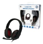 Logilink auricular con microfono diadema negro/rojo pc/juegos hs0033