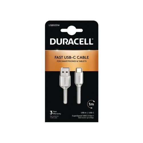 Cable usb 3.0 tipo-c duracell usb5031w usb tipo-c macho usb macho 1m blanco