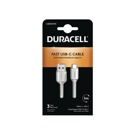Cable usb 3.0 tipo-c duracell usb5031w usb tipo-c macho usb macho 1m blanco
