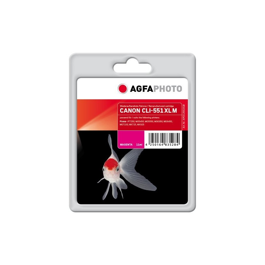 Agfaphoto apccli551xlm tinta canon cli-551 xl rendimiento magenta